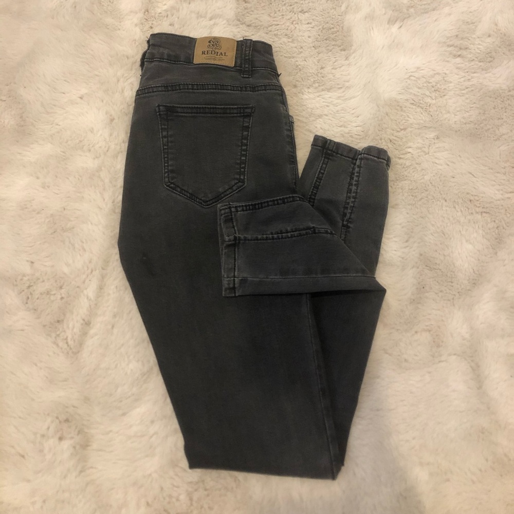 Washed charcoal/black skinny jeans